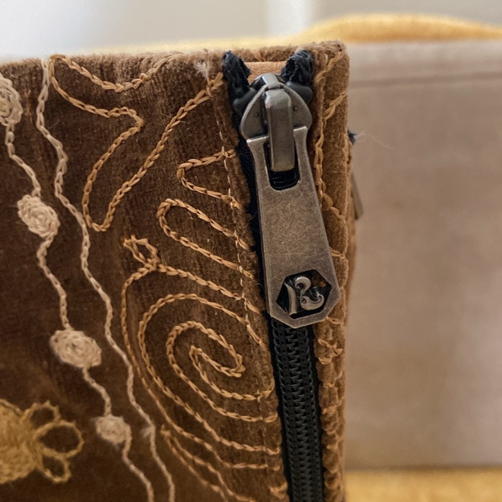 Embroidered Brown Suede Knee-High Boots - Women - Picture 8 of 16